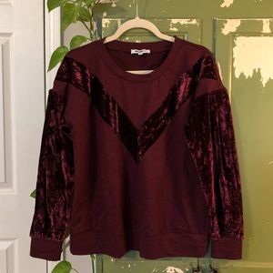 NWOT William Rast Velvet Colorblock Sweatshirt